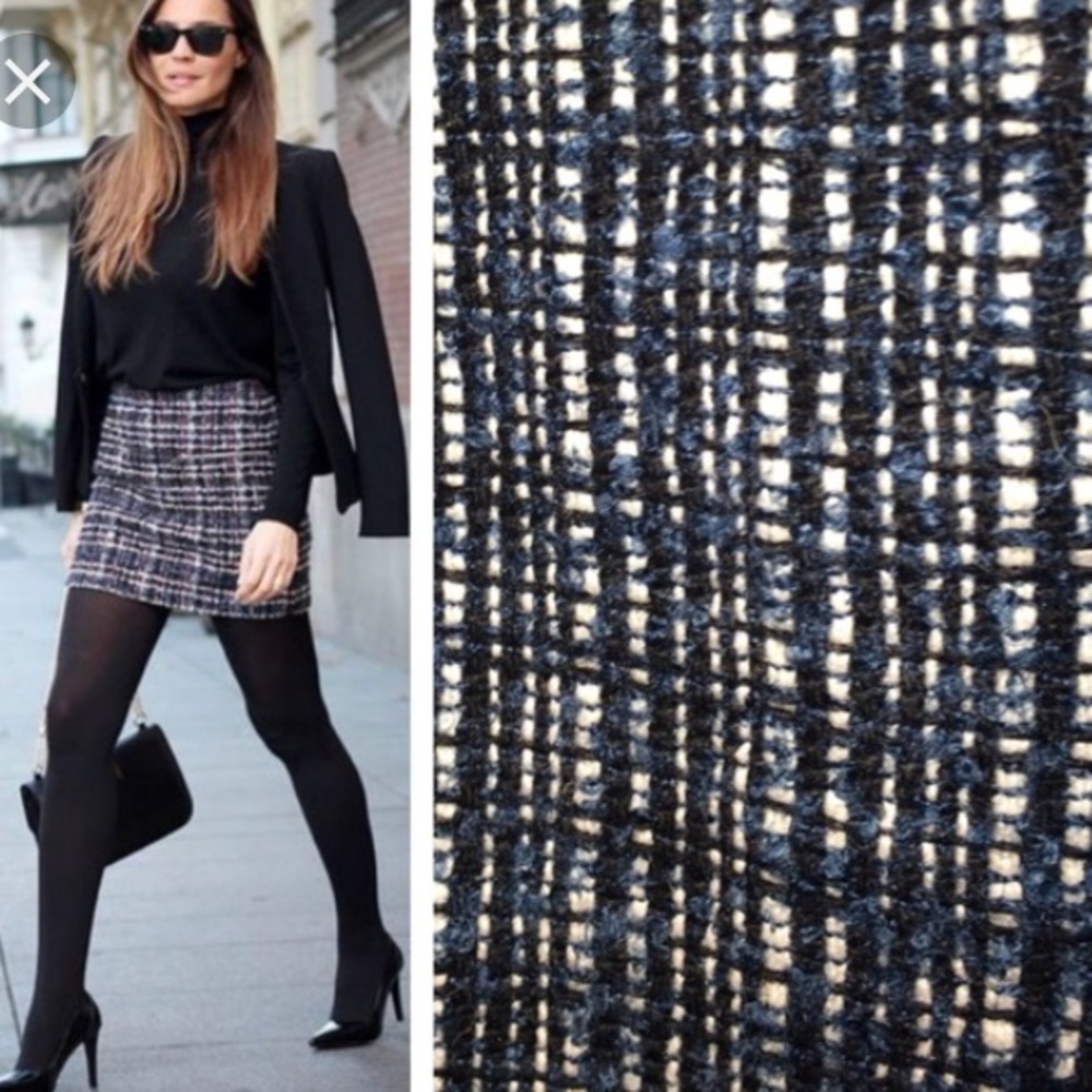 Anthropologie Kenar Navy tweed mini skirt